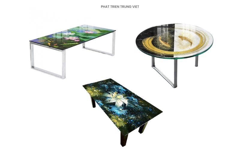 Mẫu giấy dán mặt bàn kính hiện đại, trong suốt